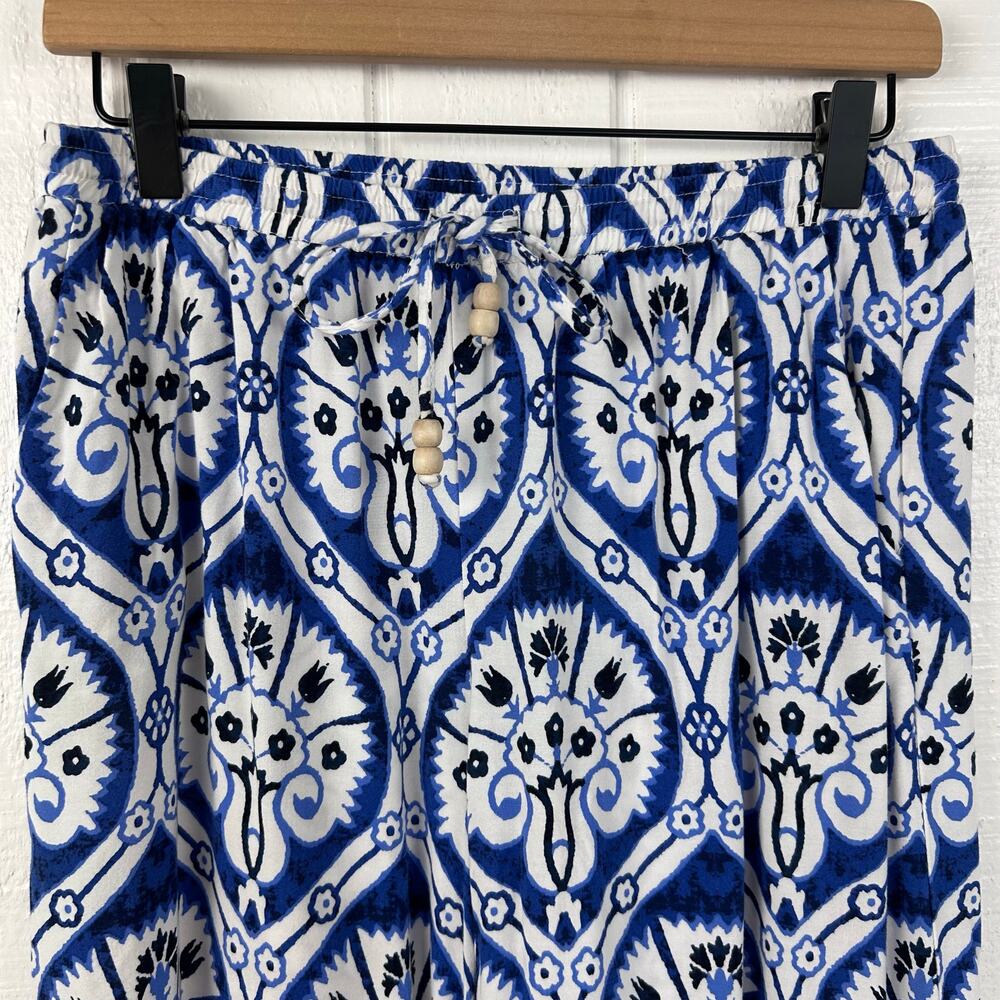 Haute Hippie Blue Boho Wide Leg Pants Drawstring Rayon Beach Womens S - Picture 4 of 9